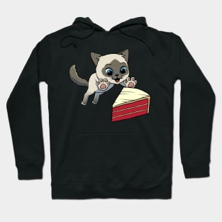 Birman Cat excited to eat Red Velvet Cake Hoodie